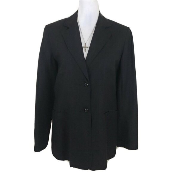 ADOLFO STUDIO ~Woman Size 8~ Black Blazer Long Sleeve Linen Blend Jacket. - Picture 6 of 12